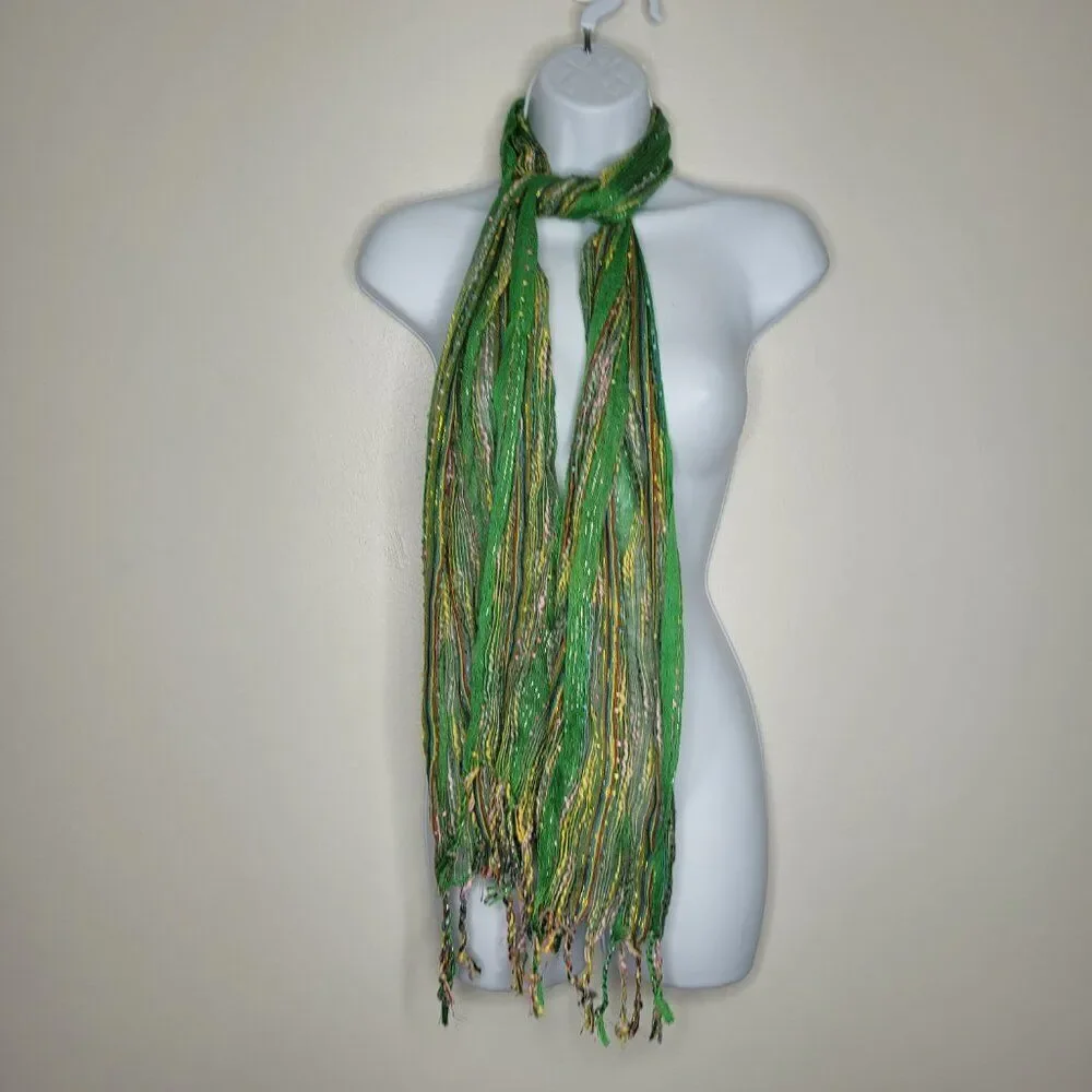 Vintage y2k green blue red knit quirky thin tie scarf lot